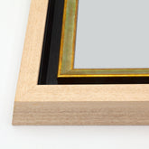 Cornice Moderna su Misura - Modello Nolan Cassetta Natural Chic con Incastro Scalino Nero e Foglia Oro verde